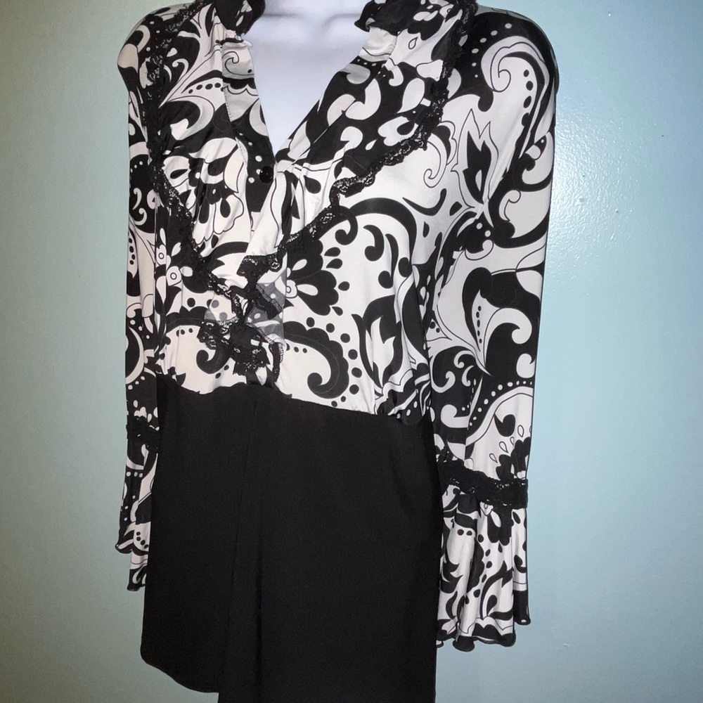 New Directions Blouse Size 2X Black /White - Picture 3 of 10
